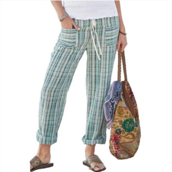 Sundance Gigi Pants Multicolored Plaid Cotton Straight Leg Pockets Size Medium - Picture 1 of 8